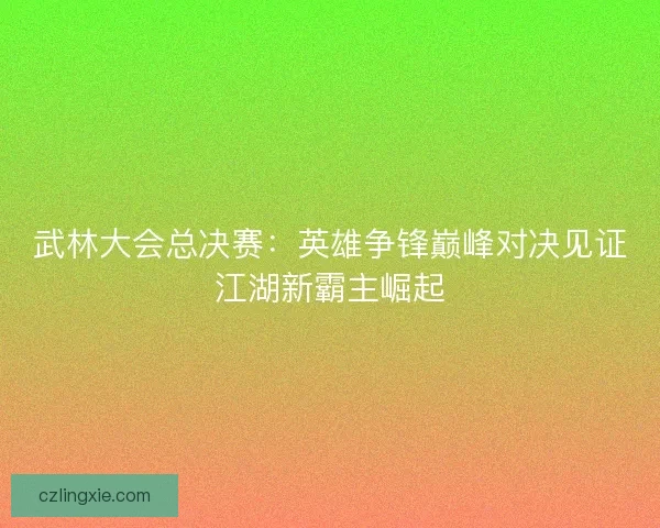 武林大会总决赛:英雄争锋巅峰对决见证江湖新霸主崛起 武林大会总决赛:英雄争锋巅峰对决见证江湖新霸主崛起