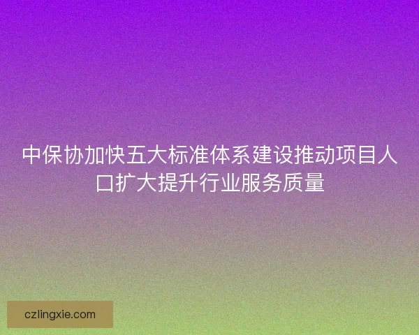 中保协加快五大标准体系建设推动项目人口扩大提升行业服务质量