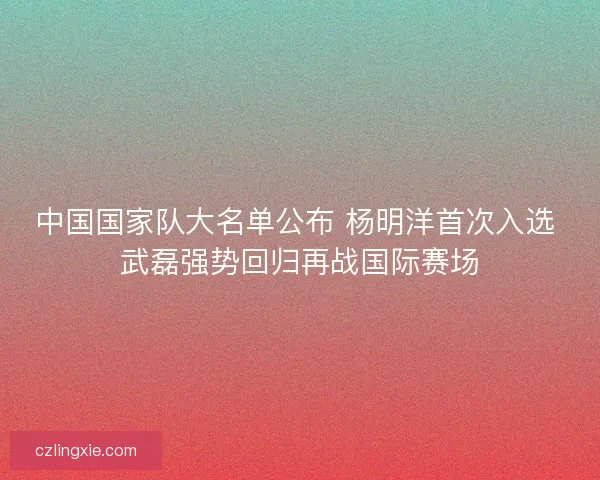 中国国家队大名单公布 杨明洋首次入选 武磊强势回归再战国际赛场