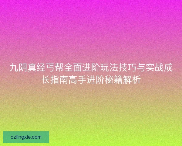 九阴真经丐帮全面进阶玩法技巧与实战成长指南高手进阶秘籍解析 九阴真经丐帮全面进阶玩法技巧与实战成长指南高手进阶秘籍解析