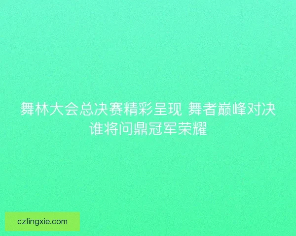 舞林大会总决赛精彩呈现 舞者巅峰对决谁将问鼎冠军荣耀 舞林大会总决赛精彩呈现 舞者巅峰对决谁将问鼎冠军荣耀